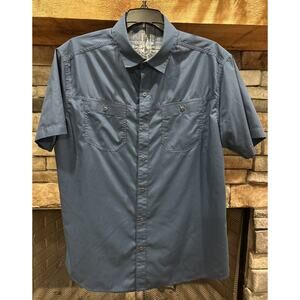 Men’s KUHL Dark Blue Short Sleeve Button Up Shirt Size M *D1